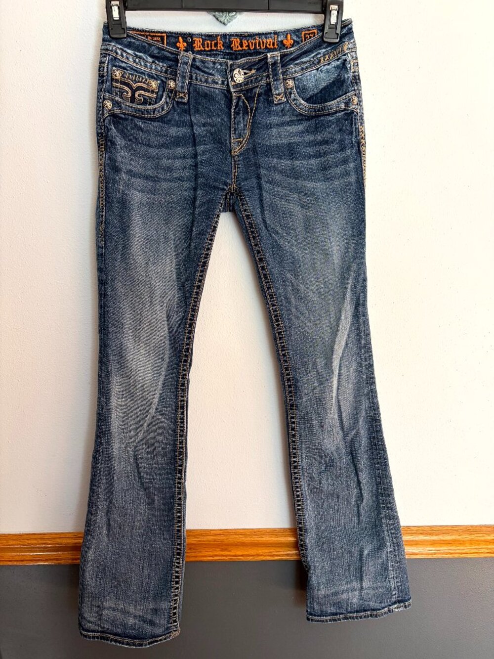 Rock Revival Jeans Women's size 27x32 Blue Holly Mid Rise Boot Cut Stretch